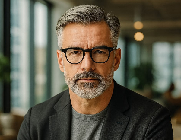 Senior wearing eyeglasses